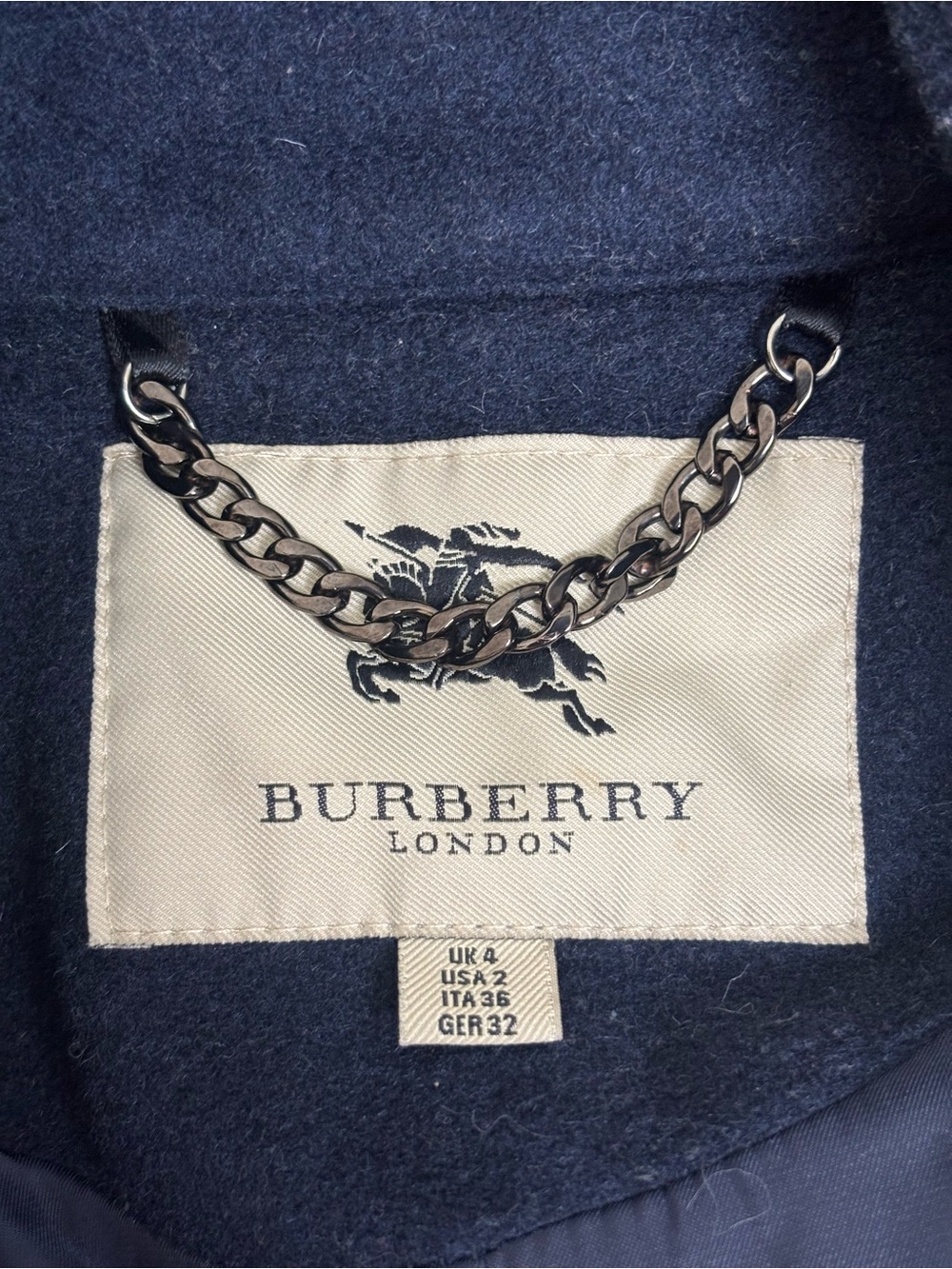 Burberry Navy Blue Peacoat Double Breasted Coat Women's 4 - Picture 9 of 11